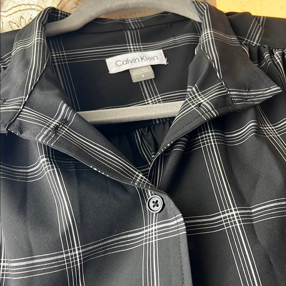 Calvin Klein Black and White Checkered Shirt
